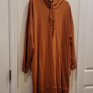 Orange Casual Long Sleeve Dolman Dress